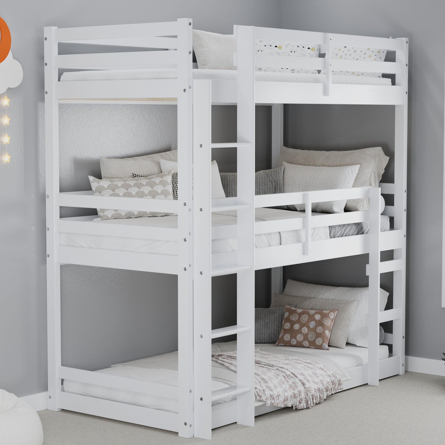 Trini Triple White Bunk Bed