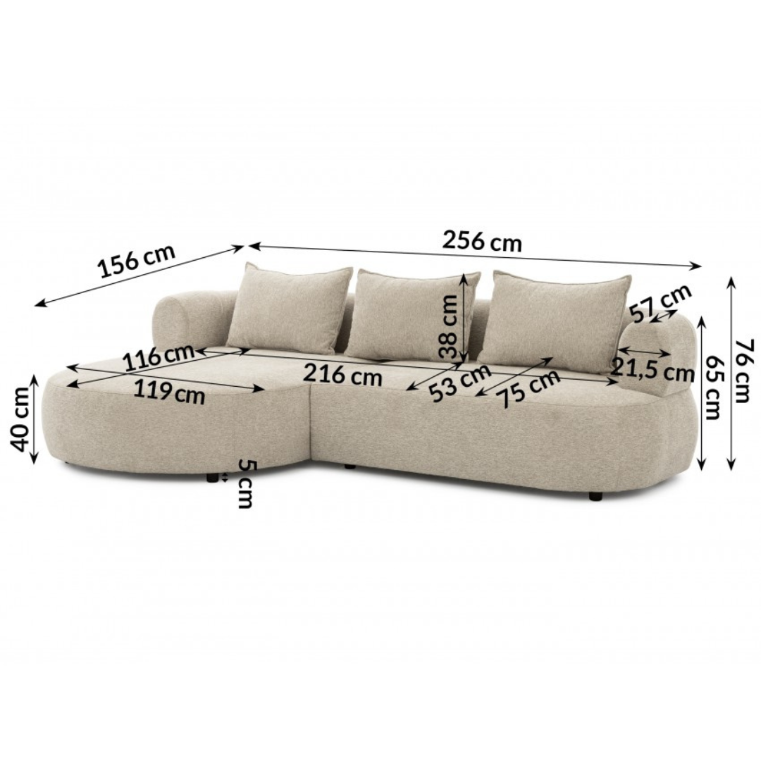 Paolo Beige Left Hand Corner Sofa