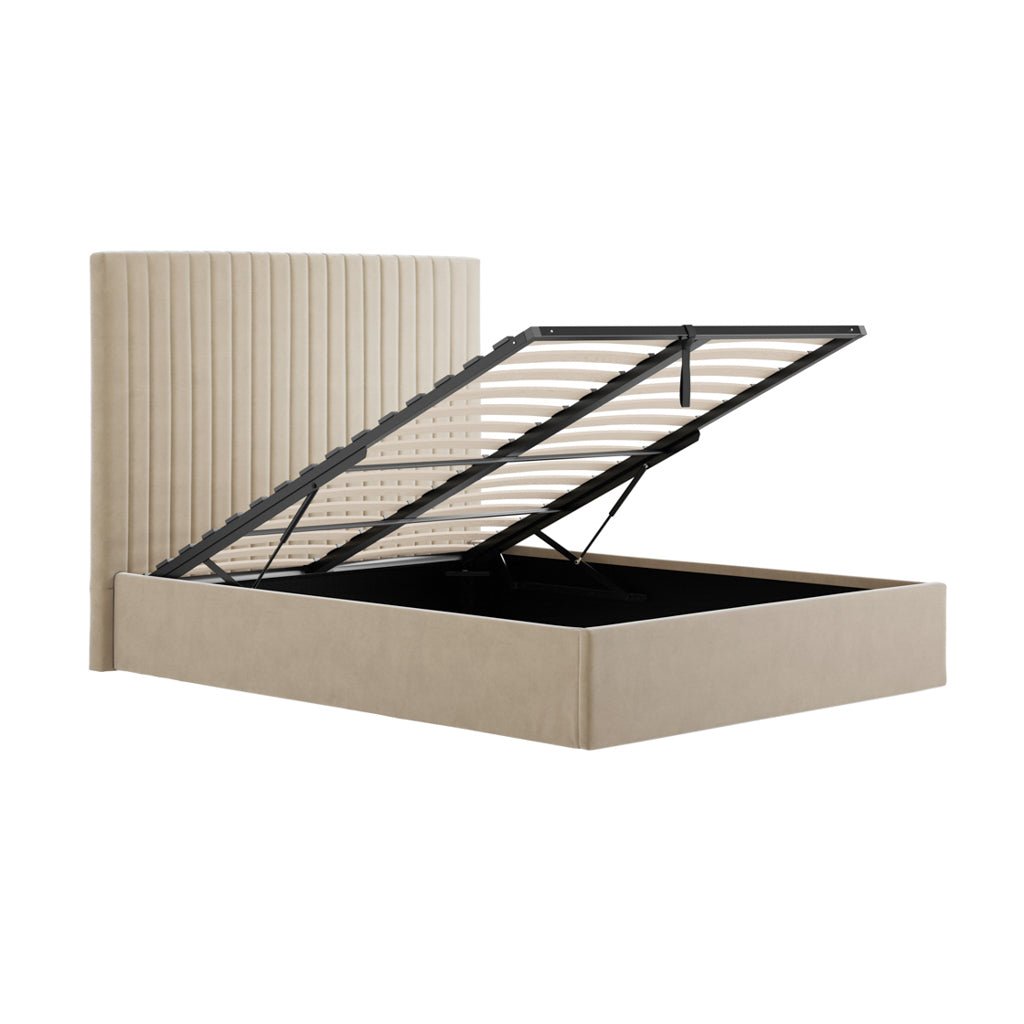 Antigua Tall Ottoman Storage Beige Bed Frame - Furniturezone