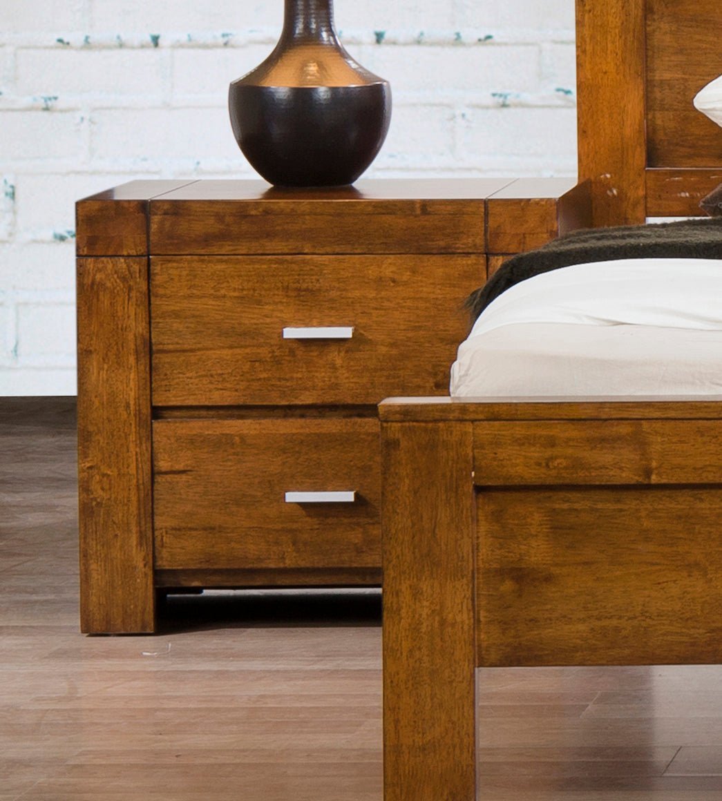 Astley Solid Rubberwood Tallboy - Rustic Oak (Assembled) - Furniturezone