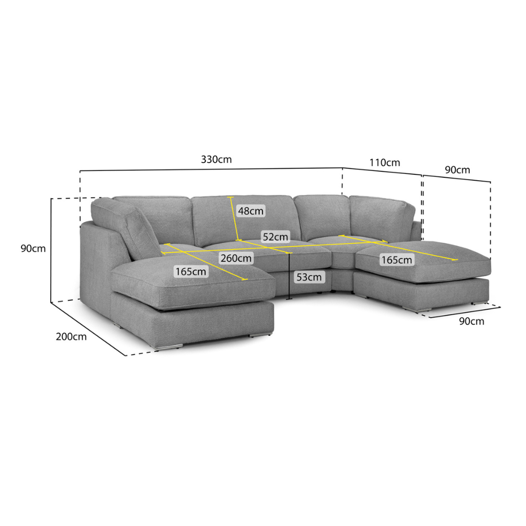 Barnaby Boucle Fabric U - Shape Sofa - Furniturezone