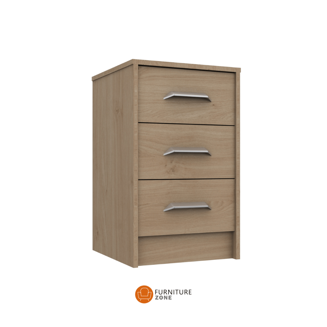 Barter 3 Drawer Bedside (Assembled) - Furniturezone