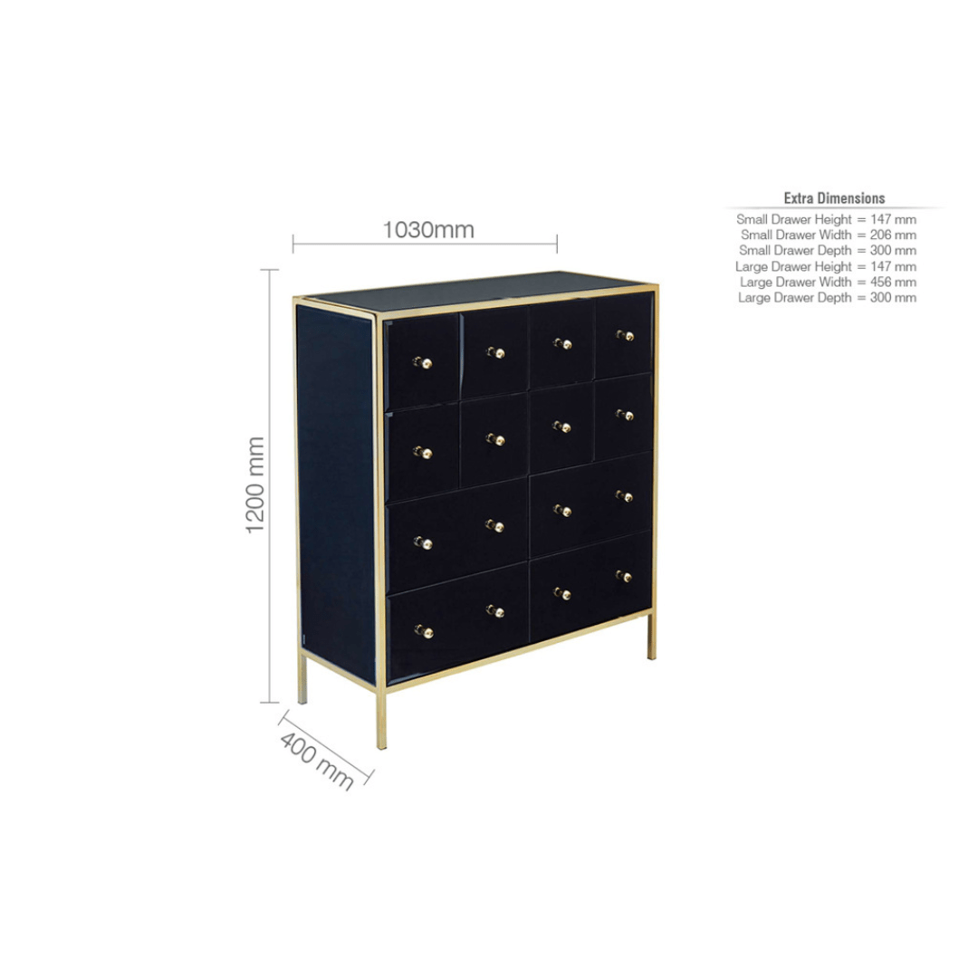 Brizio Black Glass Chest Of Drawers - Furniturezone