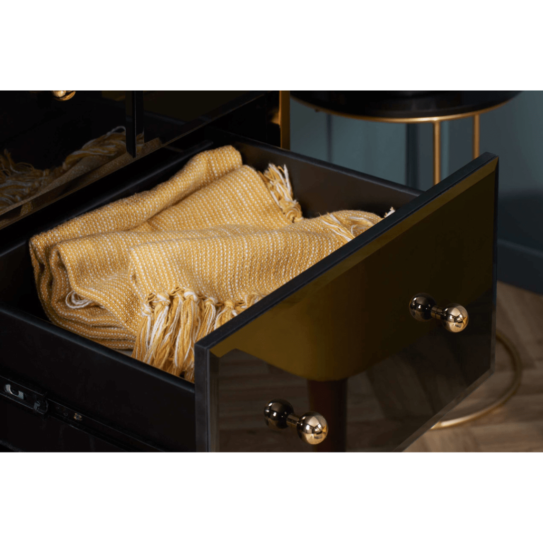 Brizio Black Glass Chest Of Drawers - Furniturezone
