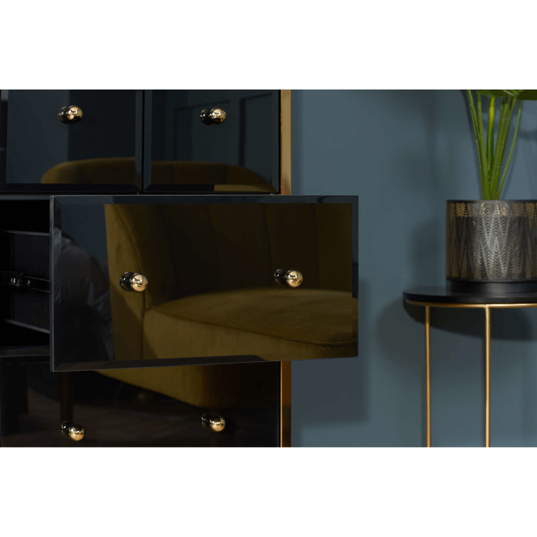 Brizio Black Glass Chest Of Drawers - Furniturezone