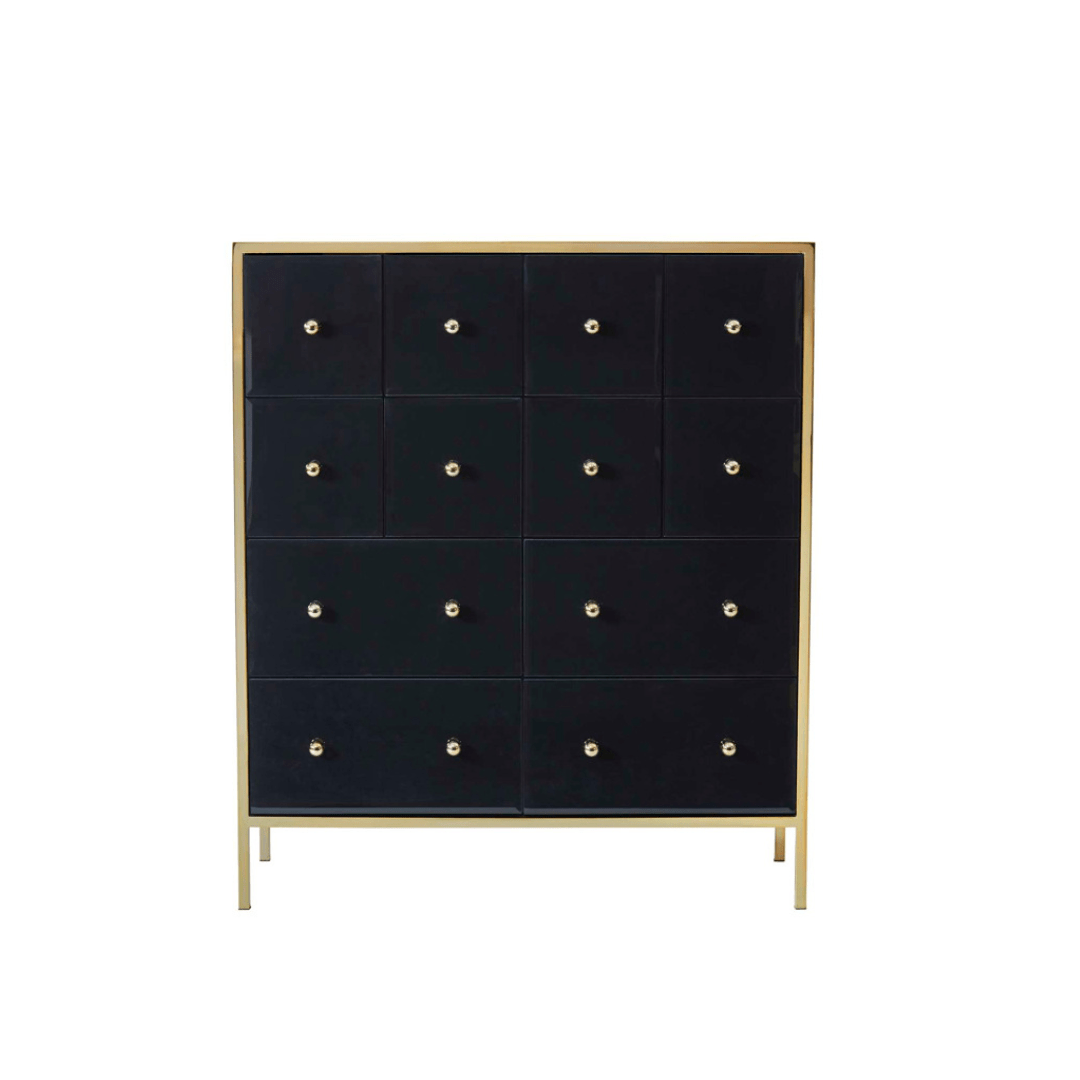 Brizio Black Glass Chest Of Drawers - Furniturezone