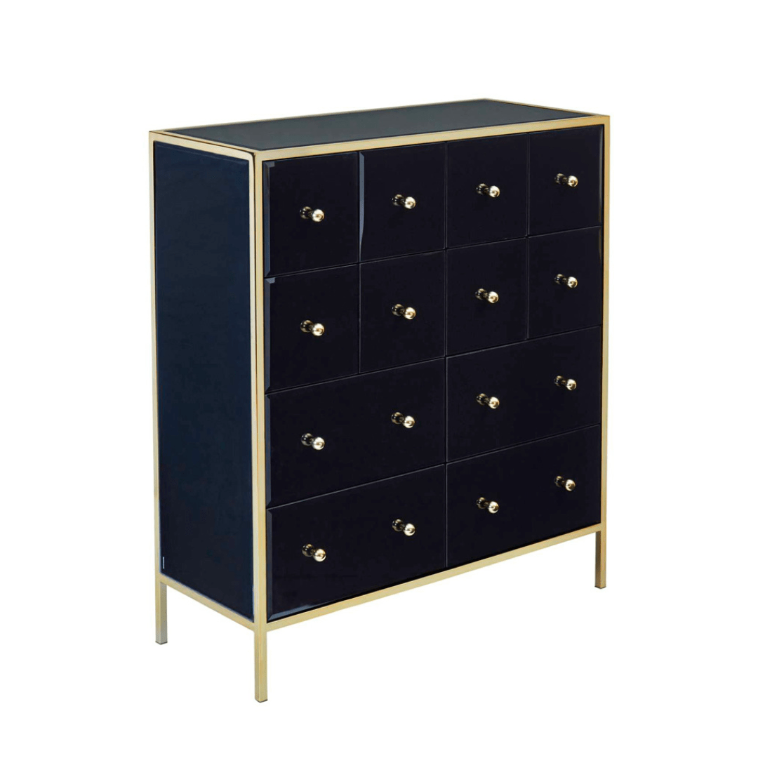 Brizio Black Glass Chest Of Drawers - Furniturezone