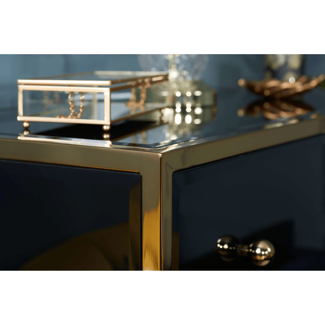 Brizio Black Glass Chest Of Drawers - Furniturezone