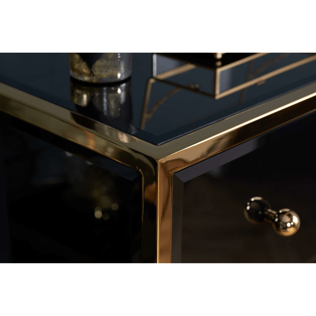 Brizio Black Glass Chest Of Drawers - Furniturezone