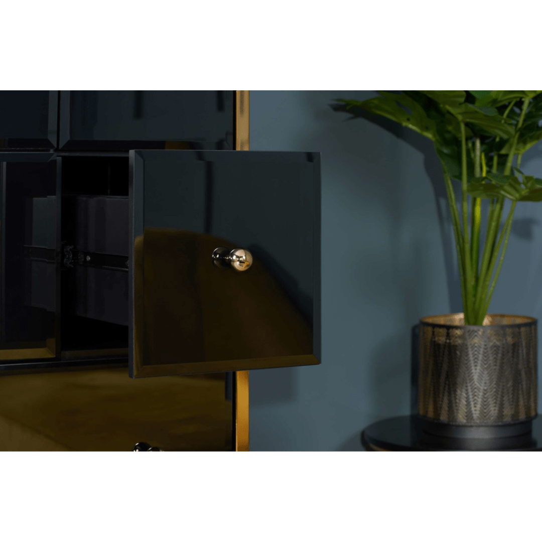 Brizio Black Glass Chest Of Drawers - Furniturezone