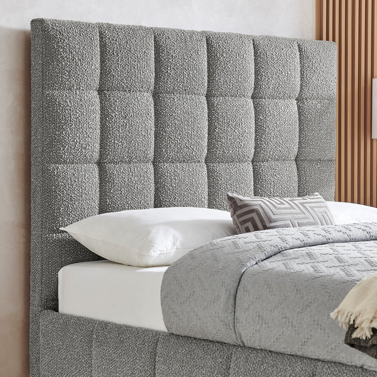 Della Dove Grey Boucle Bed Frame - Furniturezone