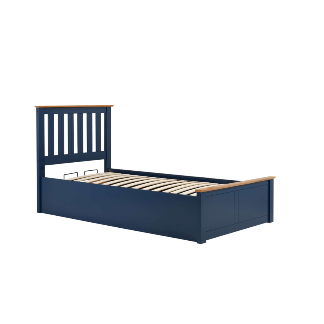 Delta 2.0 Ottoman Storage Navy Blue Bed Frame - Furniturezone