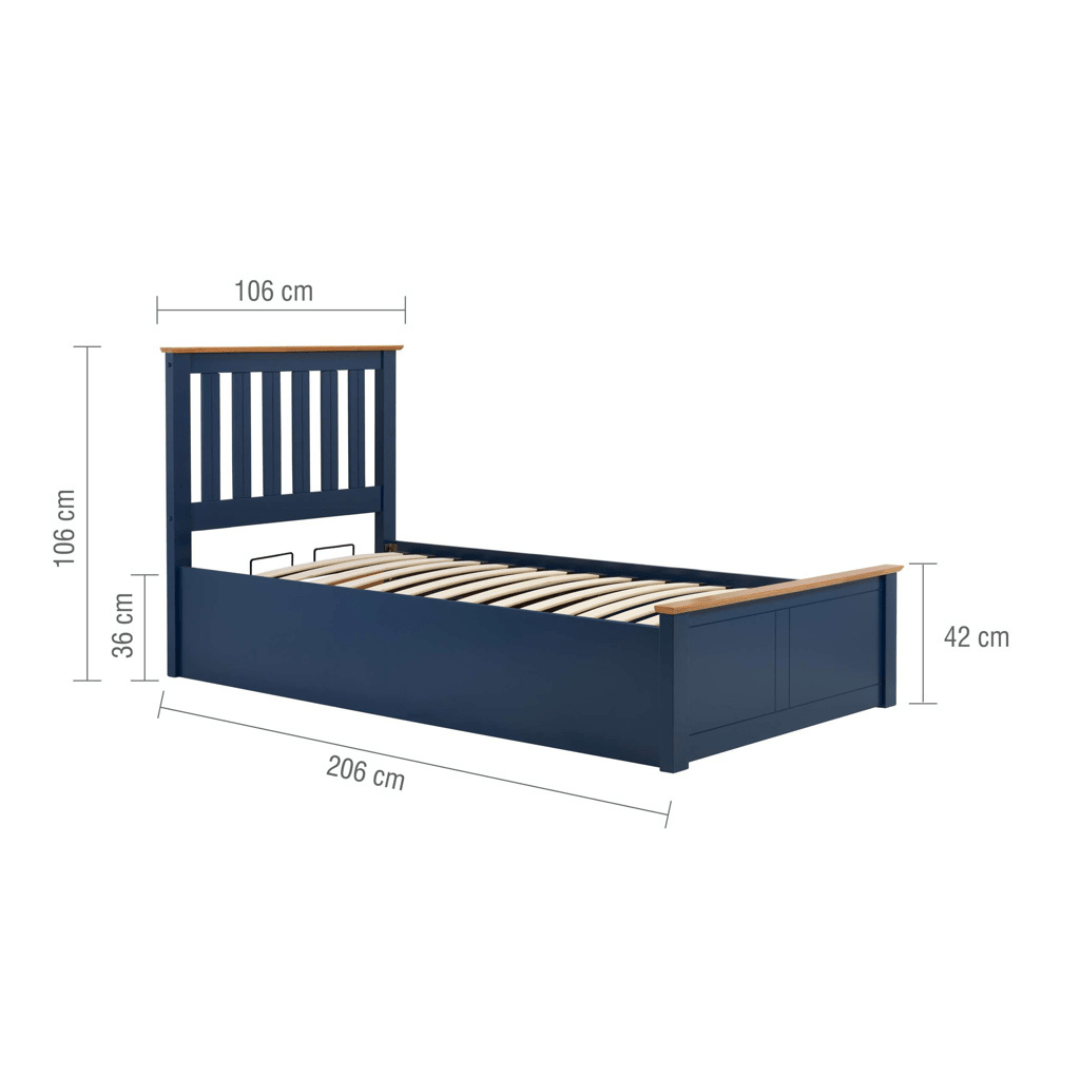 Delta 2.0 Ottoman Storage Navy Blue Bed Frame - Furniturezone