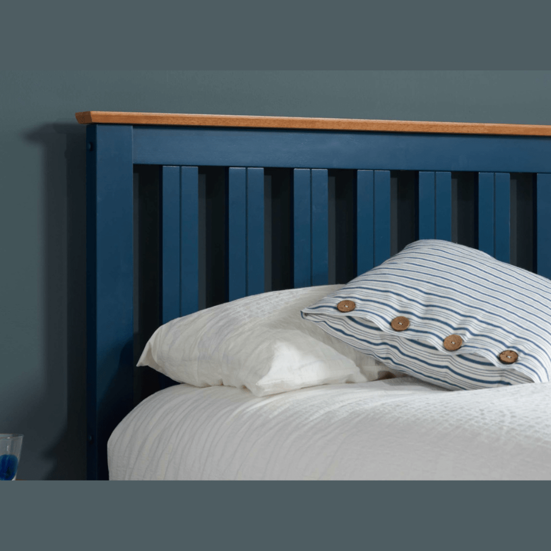 Delta 2.0 Ottoman Storage Navy Blue Bed Frame - Furniturezone
