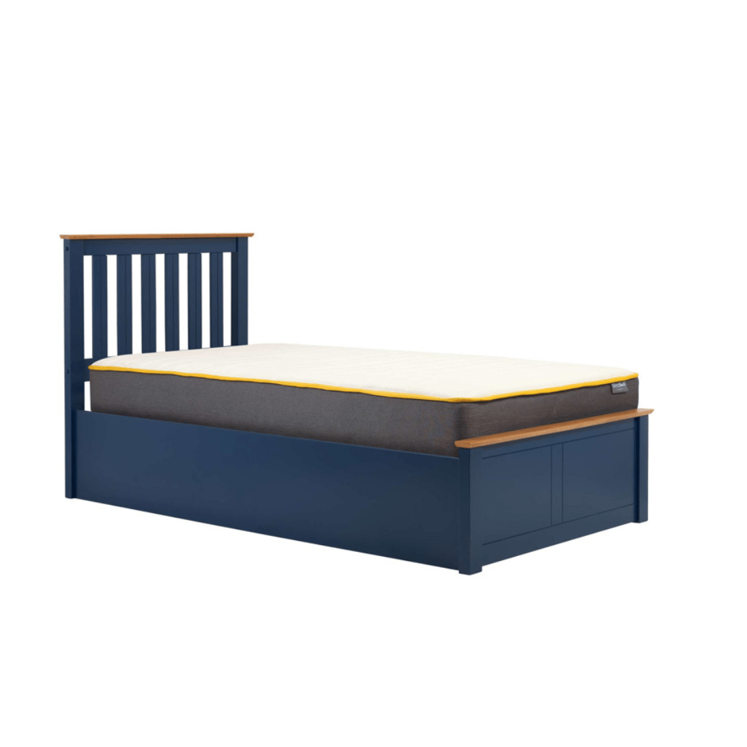 Delta 2.0 Ottoman Storage Navy Blue Bed Frame - Furniturezone