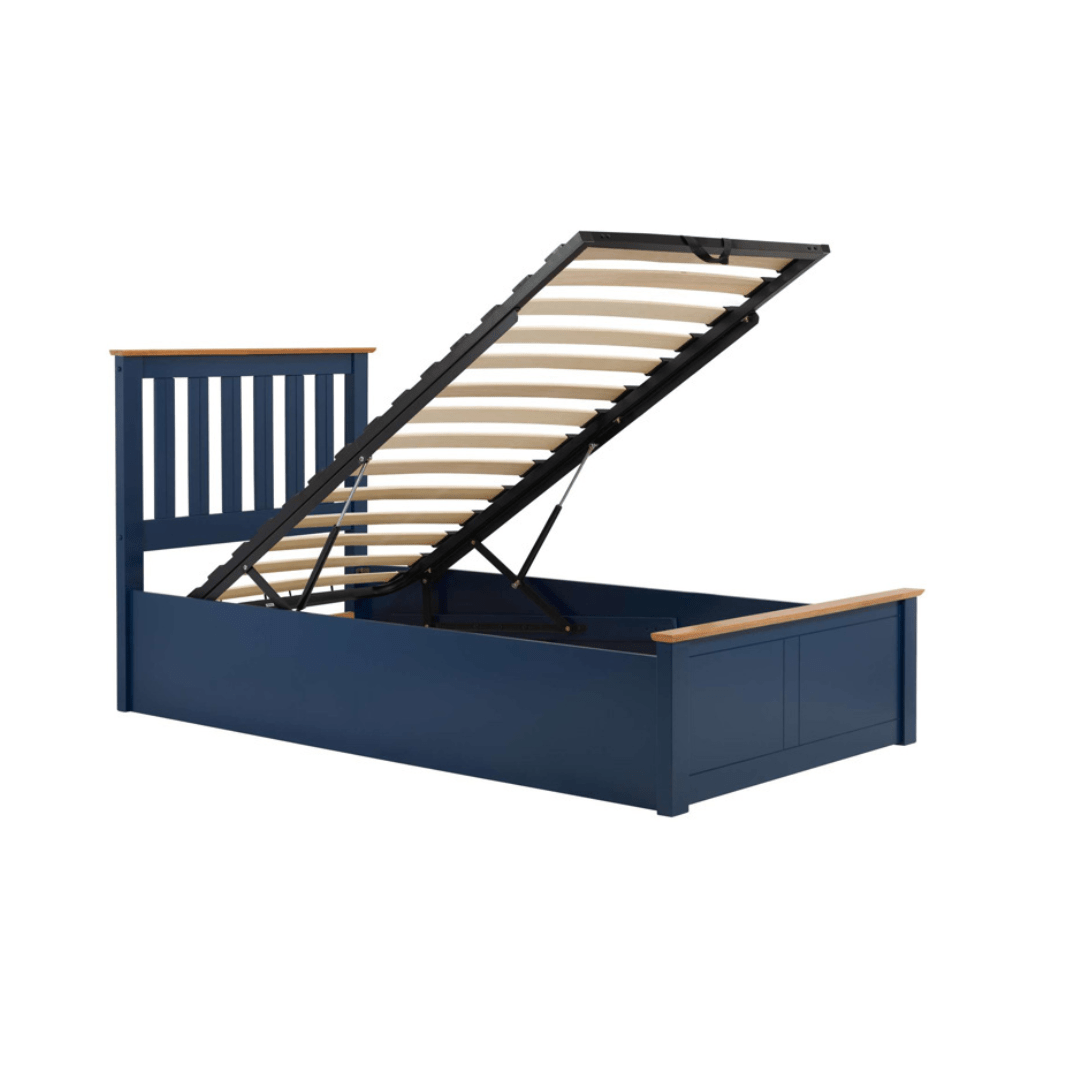 Delta 2.0 Ottoman Storage Navy Blue Bed Frame - Furniturezone