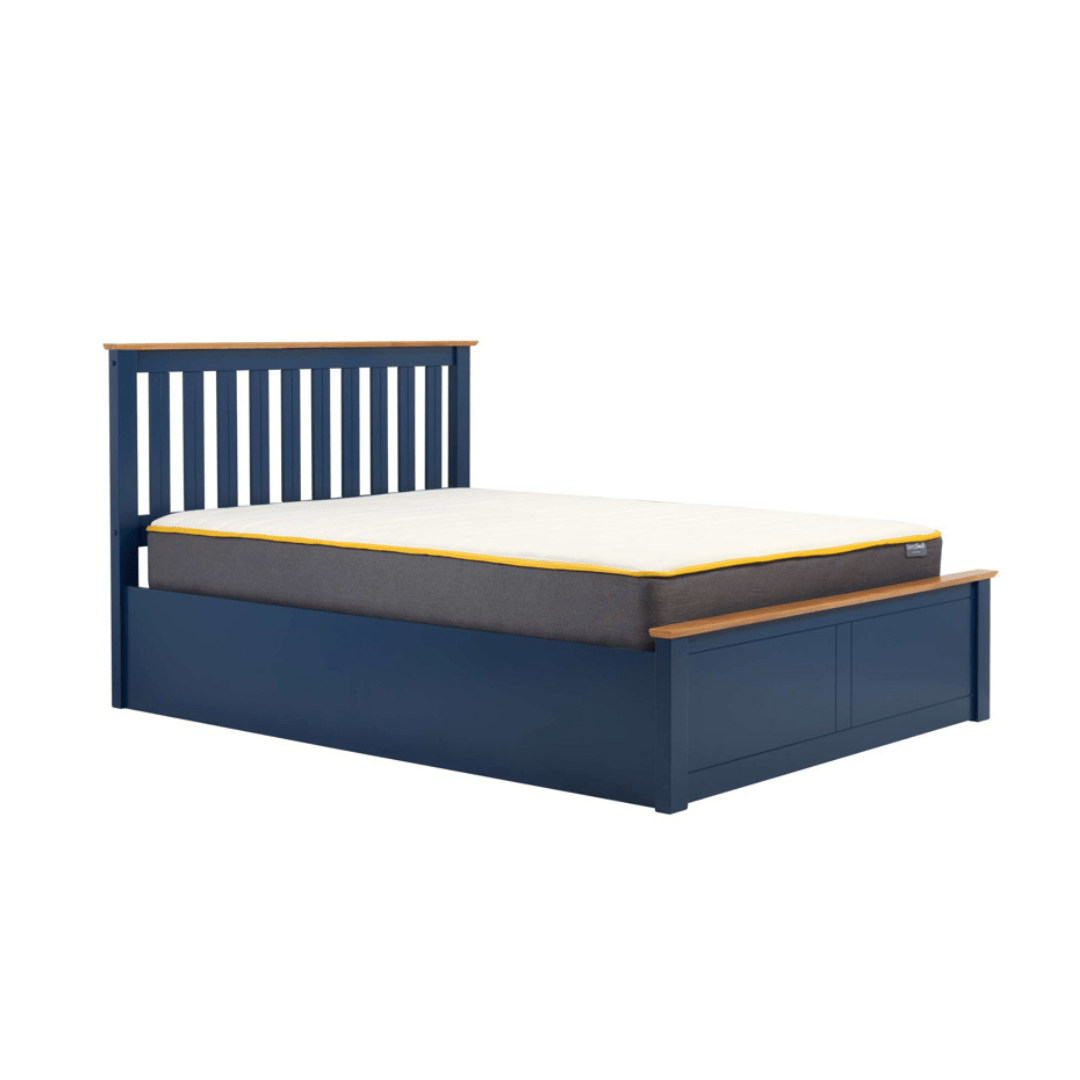 Delta 2.0 Ottoman Storage Navy Blue Bed Frame - Furniturezone