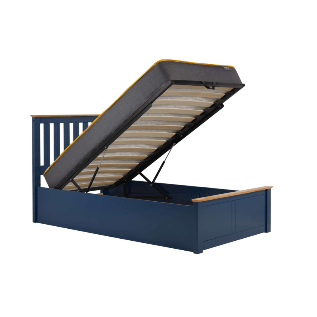 Delta 2.0 Ottoman Storage Navy Blue Bed Frame - Furniturezone