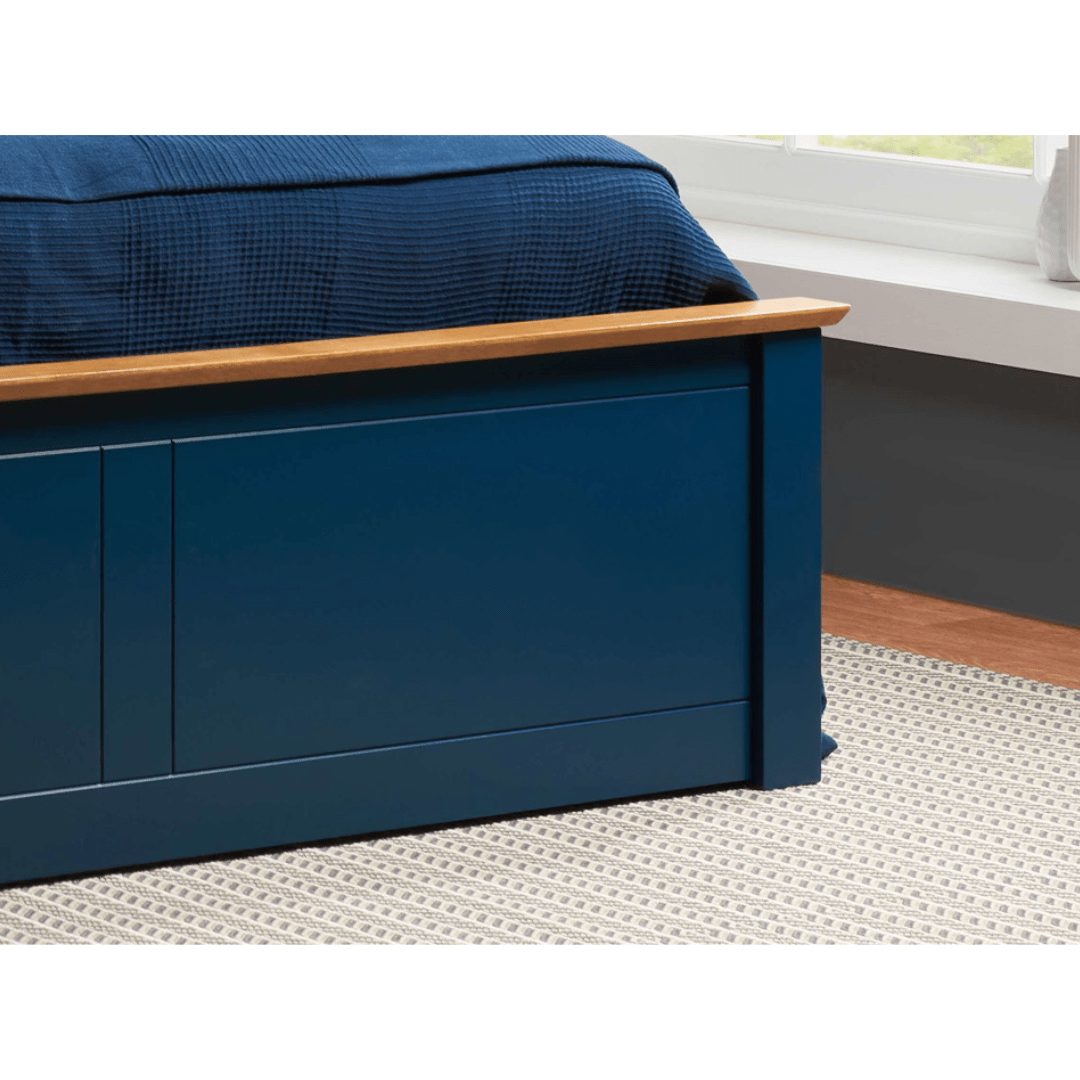 Delta 2.0 Ottoman Storage Navy Blue Bed Frame - Furniturezone