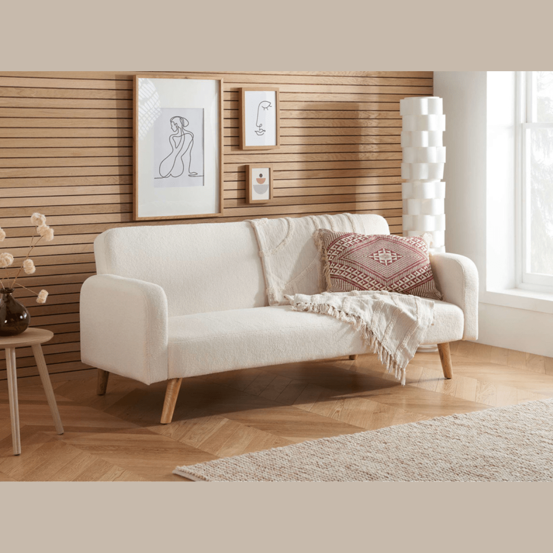 Detti Sofa Bed Boucle White - Furniturezone