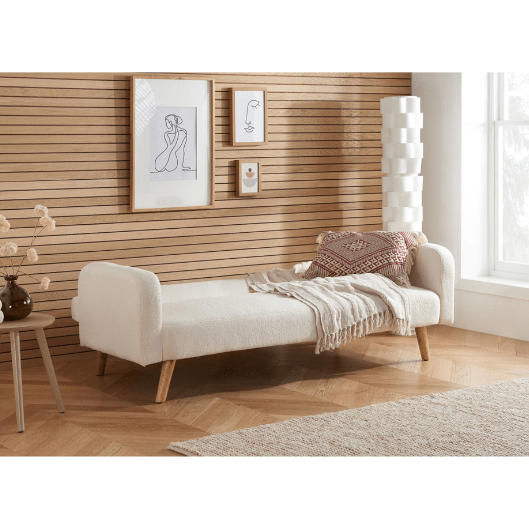 Detti Sofa Bed Boucle White - Furniturezone