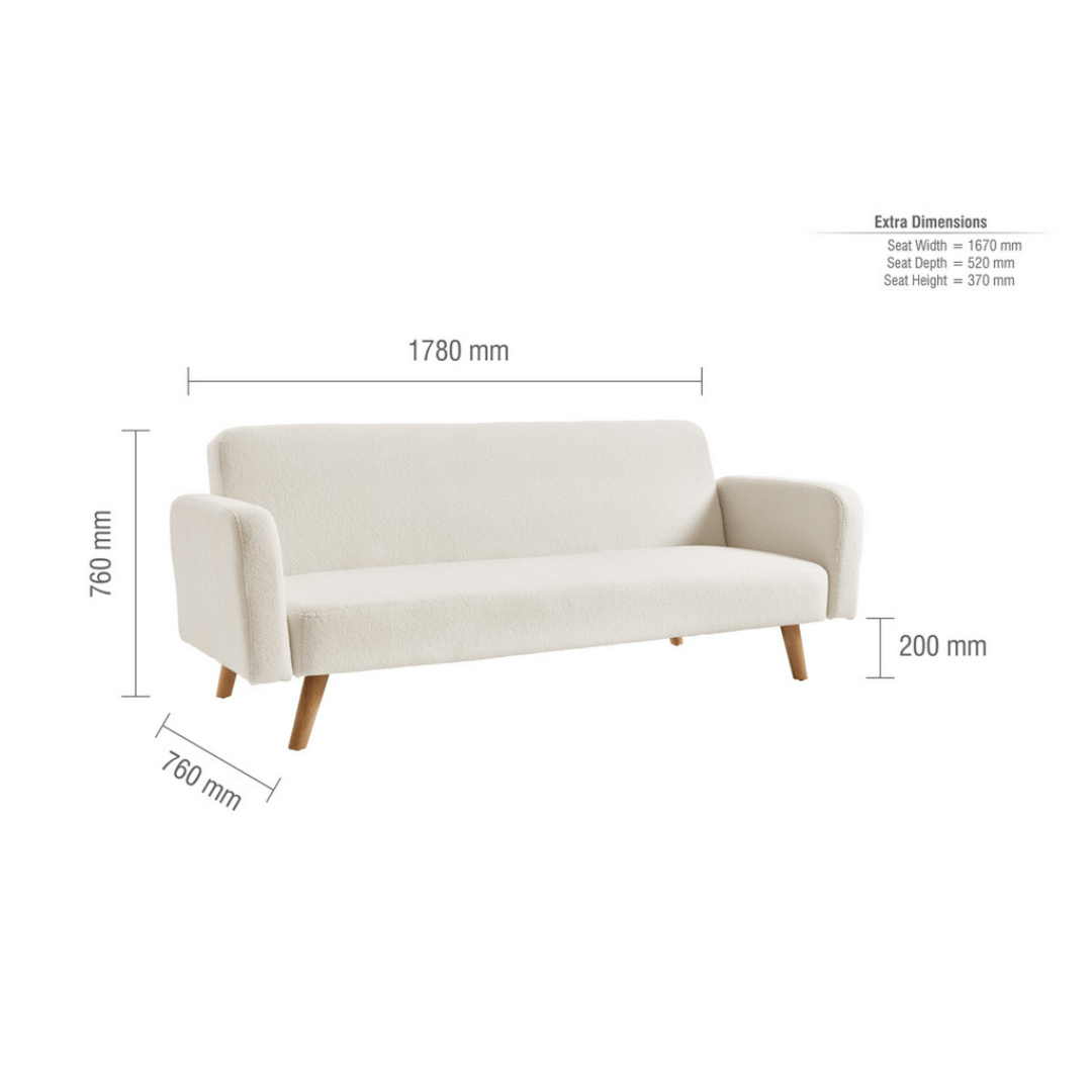 Detti Sofa Bed Boucle White - Furniturezone