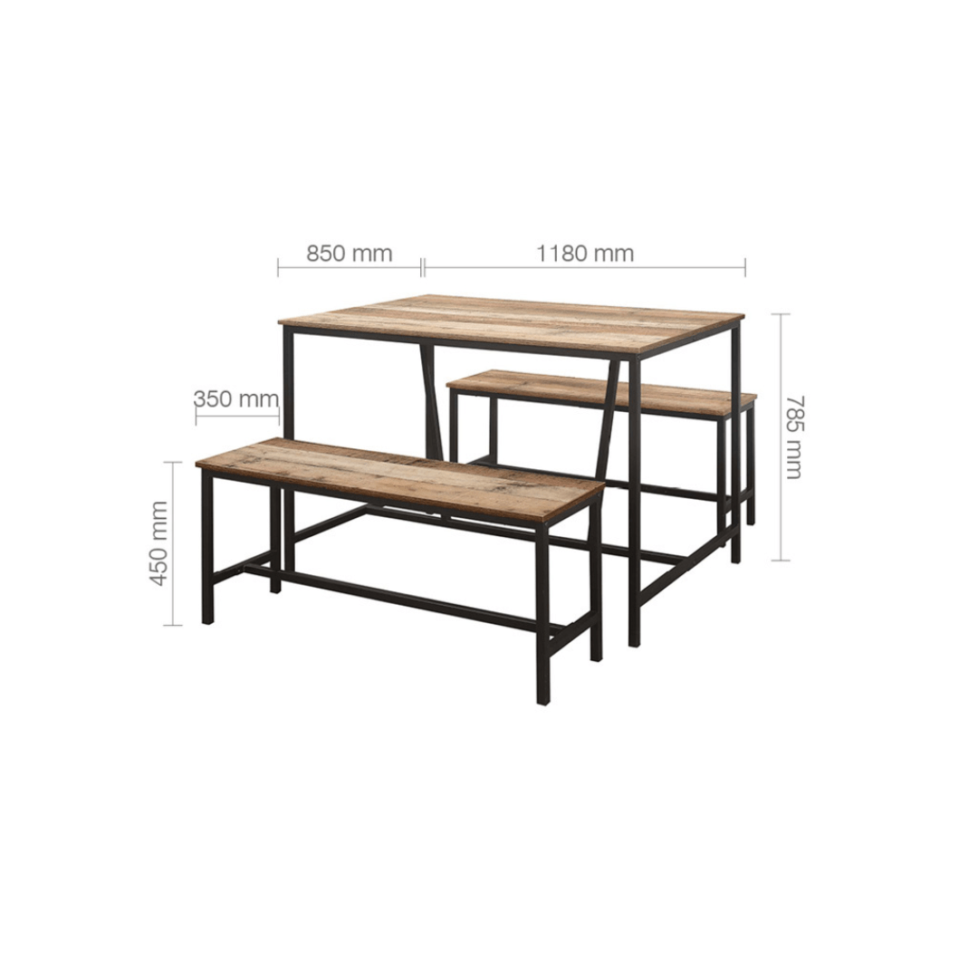 Ethan Dining Table And Bench Set - Furniturezone