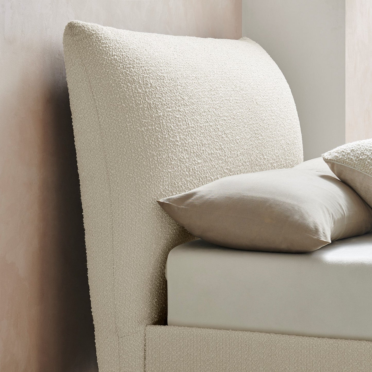 Florian Ivory Boucle Pillow Bed Frame - Furniturezone