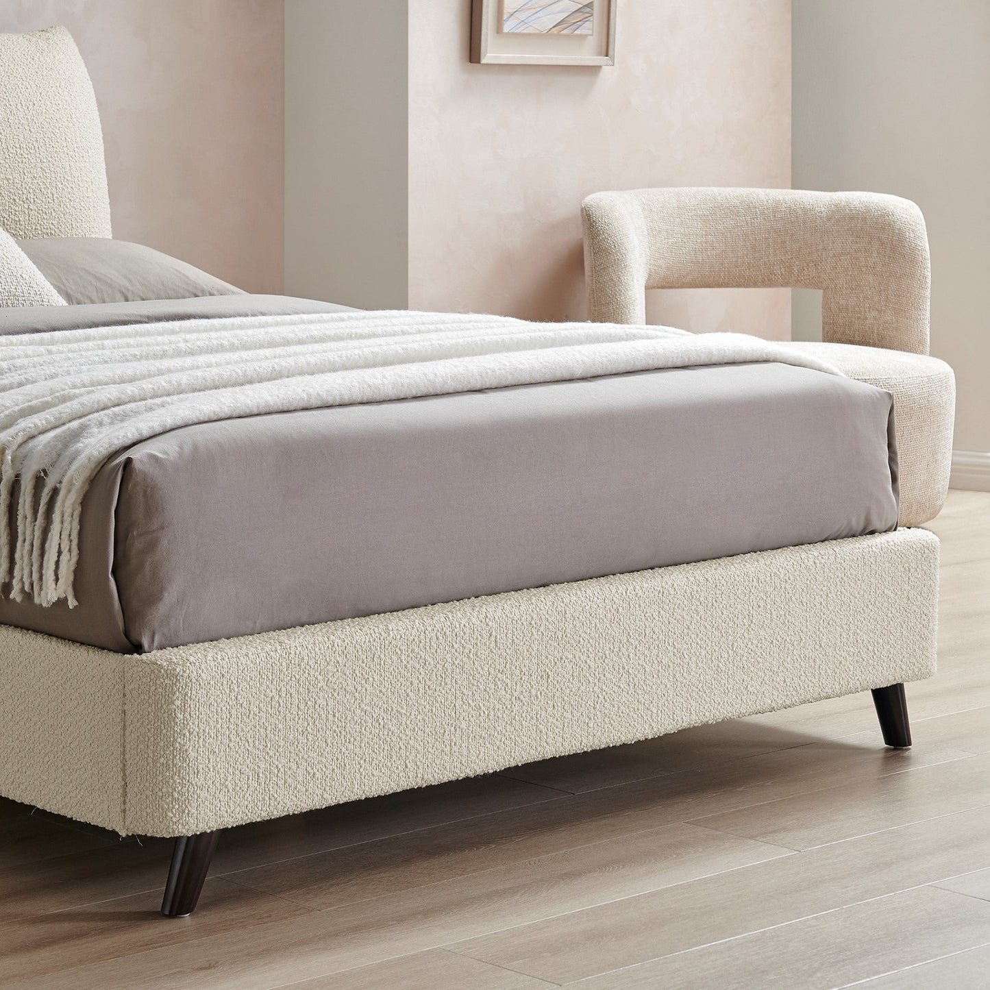 Florian Ivory Boucle Pillow Bed Frame - Furniturezone