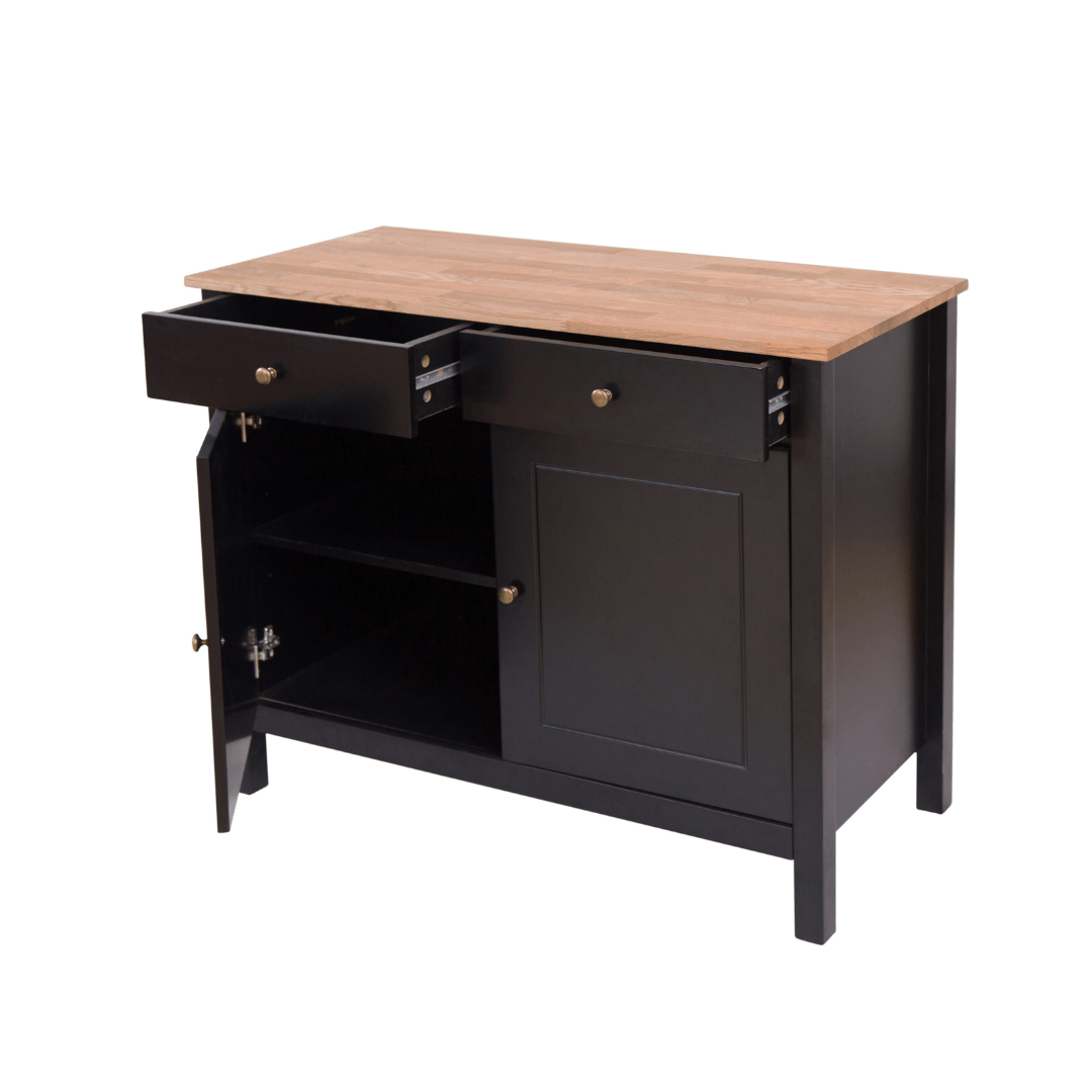 Gammel Black Oiled Wood Sideboard - Furniturezone