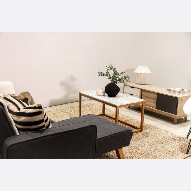 Hove Oak & Marble Coffee Table - Furniturezone