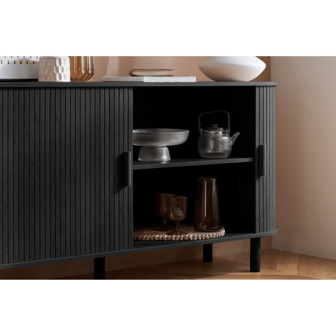 Lille Fluted Black Sideboard - Furniturezone