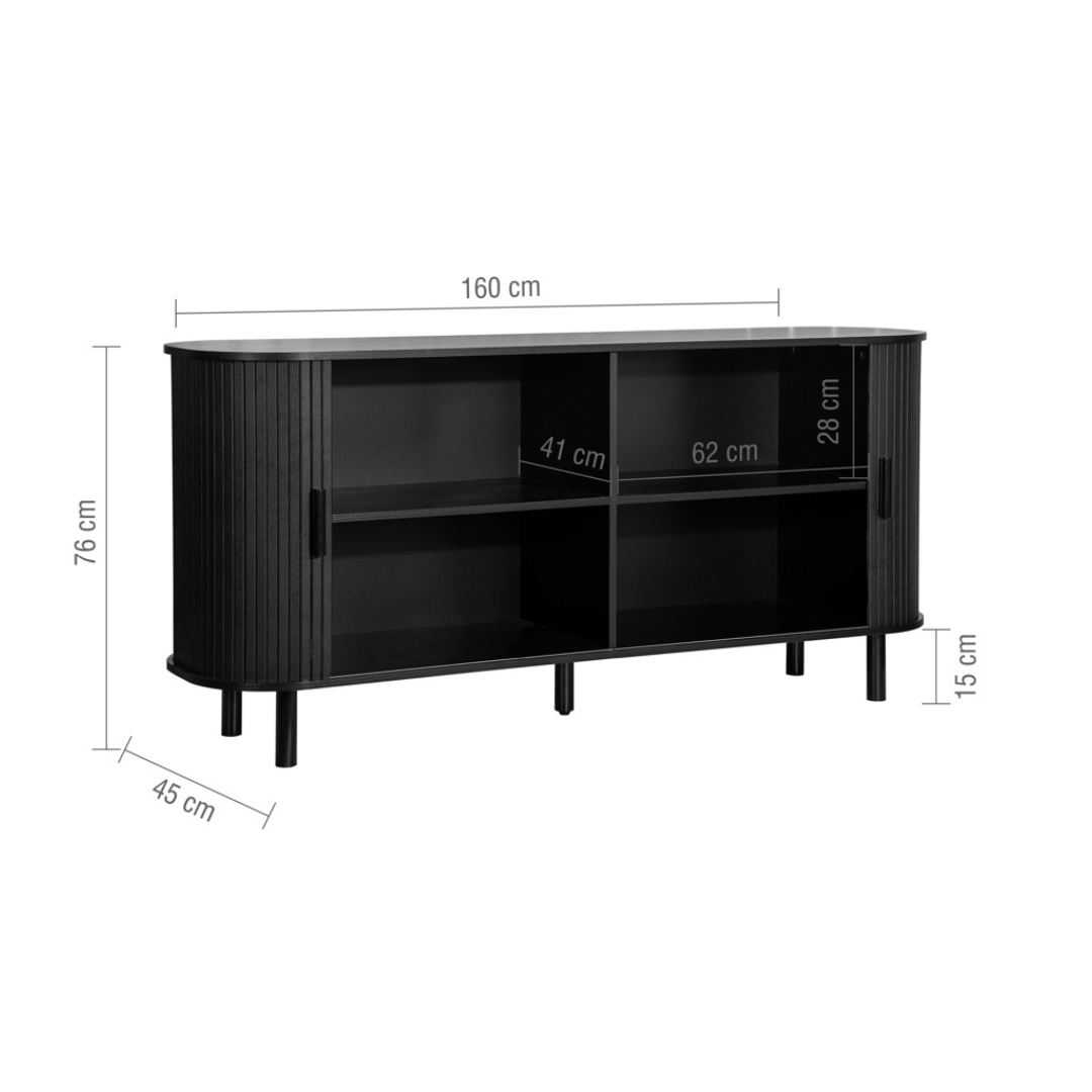 Lille Fluted Black Sideboard - Furniturezone