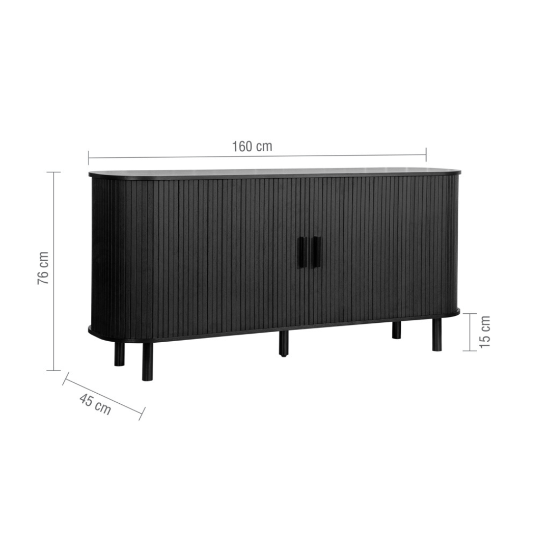 Lille Fluted Black Sideboard - Furniturezone