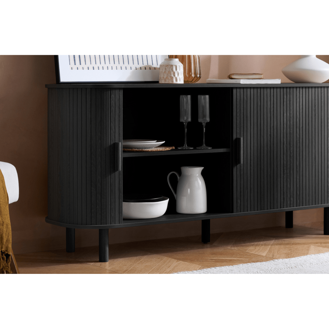 Lille Fluted Black Sideboard - Furniturezone