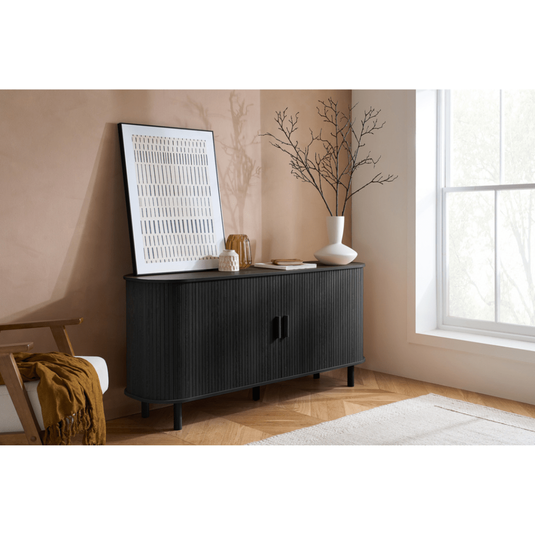 Lille Fluted Black Sideboard - Furniturezone