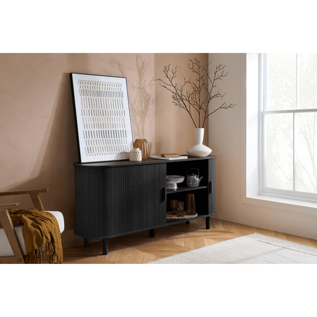 Lille Fluted Black Sideboard - Furniturezone
