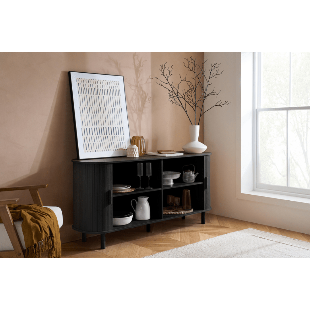 Lille Fluted Black Sideboard - Furniturezone