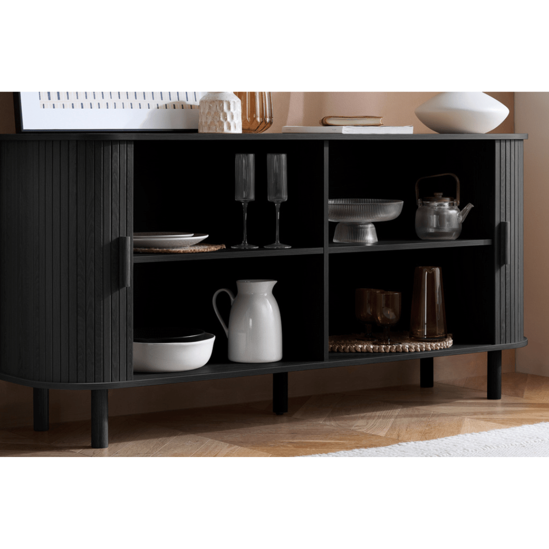 Lille Fluted Black Sideboard - Furniturezone