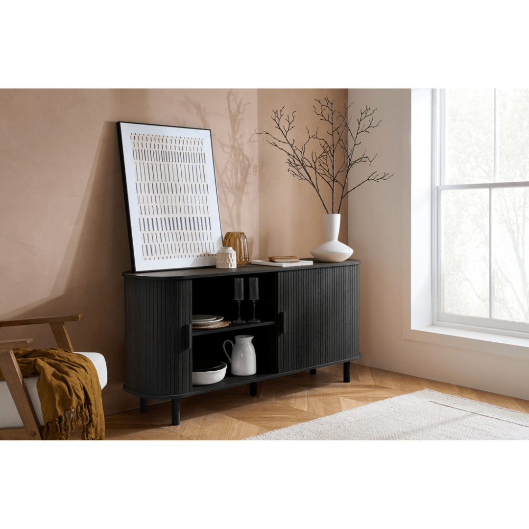 Lille Fluted Black Sideboard - Furniturezone
