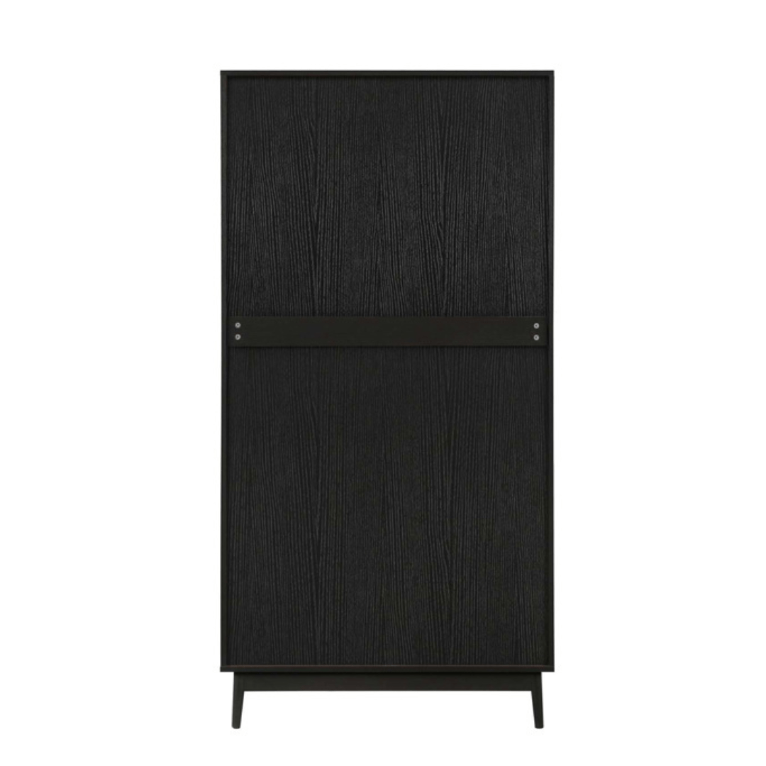 Marchesi 2 Door 1 Drawer Rattan Wardrobe Black - Furniturezone