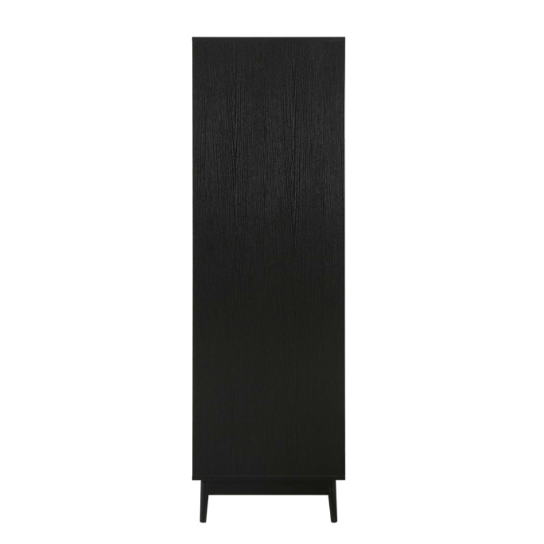 Marchesi 2 Door 1 Drawer Rattan Wardrobe Black - Furniturezone