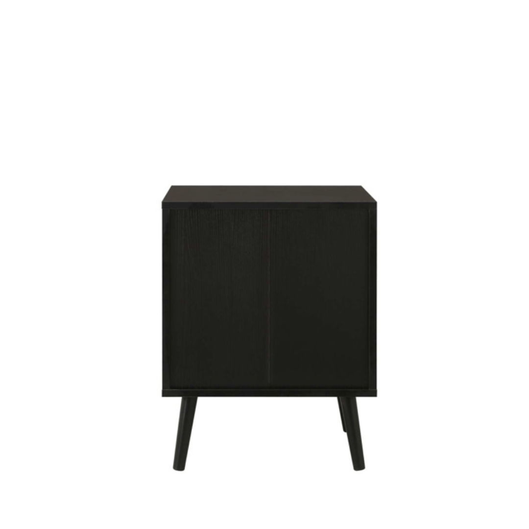 Marchesi 2 Drawer Rattan Bedside Black - Furniturezone