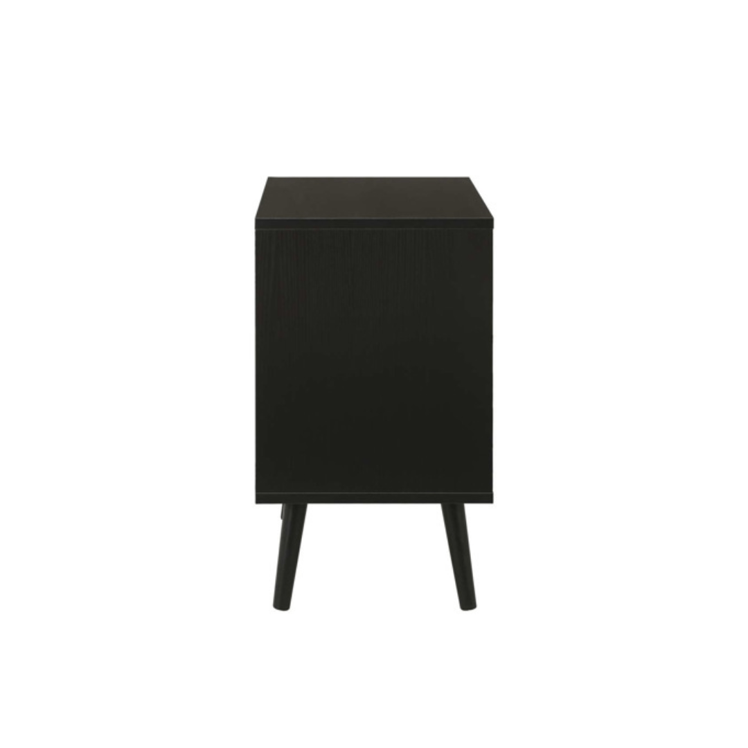 Marchesi 2 Drawer Rattan Bedside Black - Furniturezone