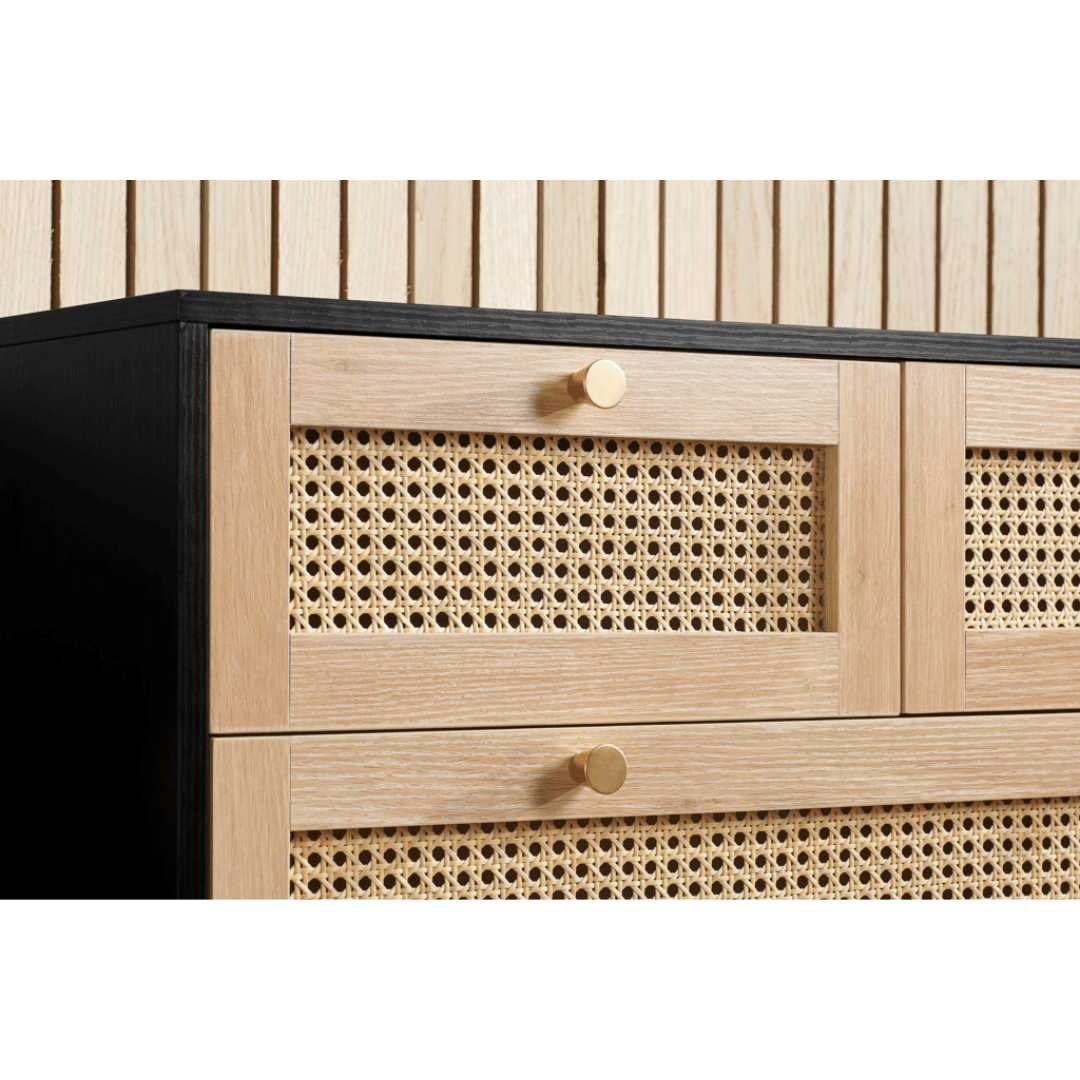 Marchesi 7 Drawer Rattan Chest Black - Furniturezone