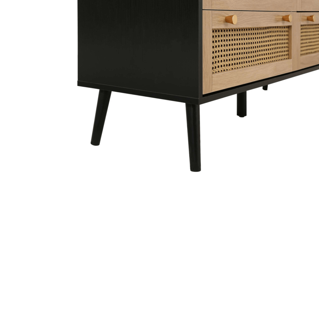 Marchesi 7 Drawer Rattan Chest Black - Furniturezone