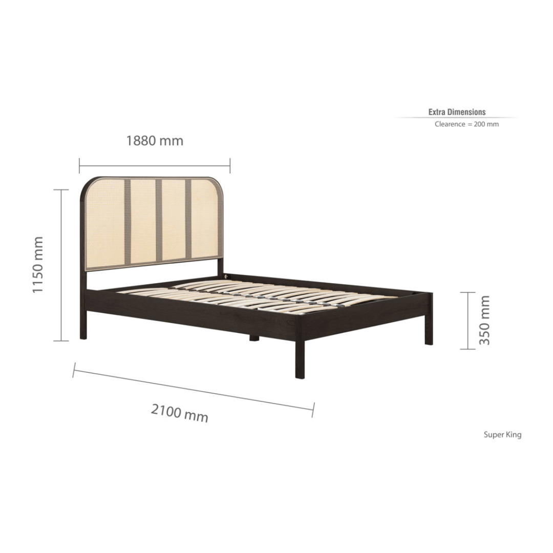Margot Rattan Black Bed Frame - Black Oak - Furniturezone