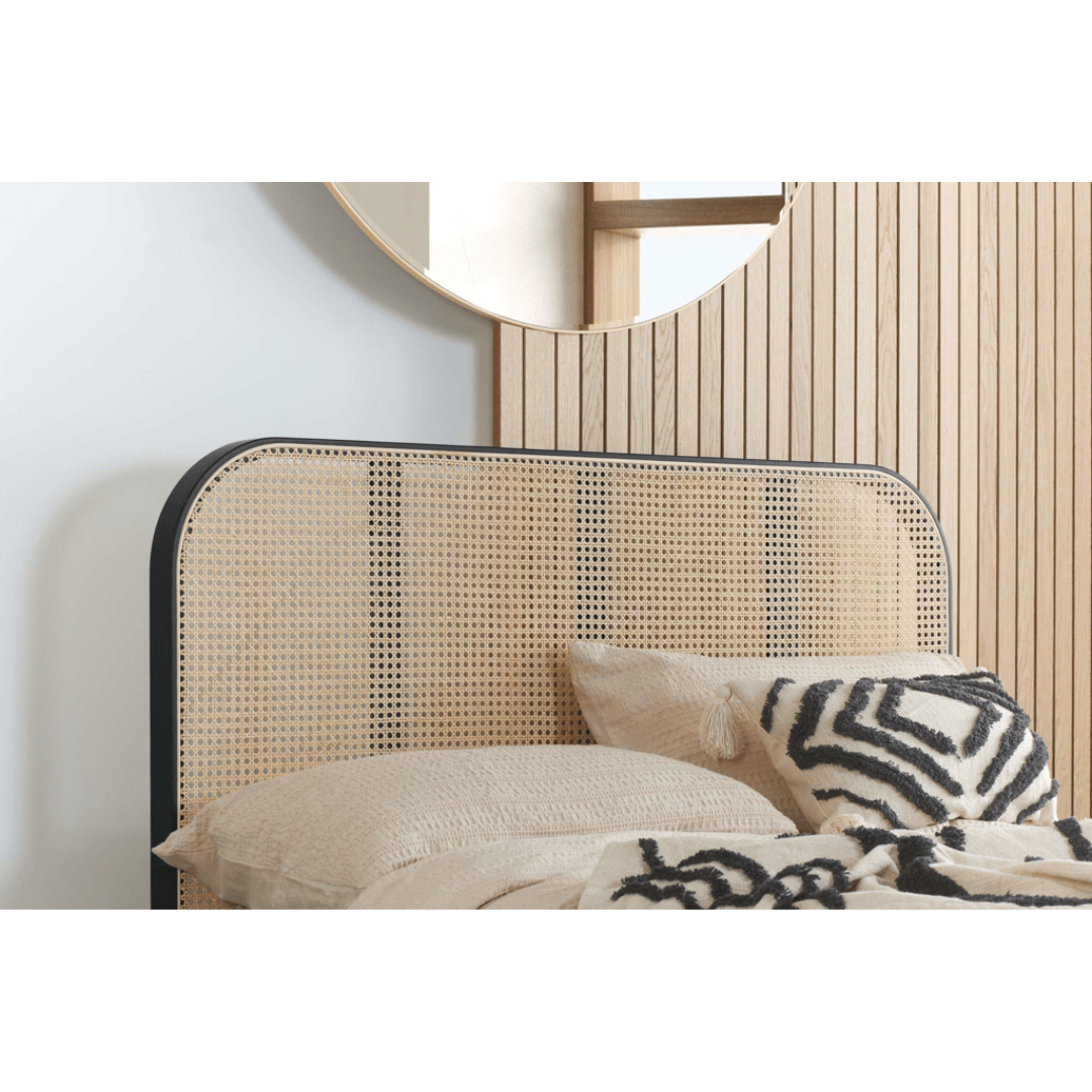 Margot Rattan Black Bed Frame - Black Oak - Furniturezone