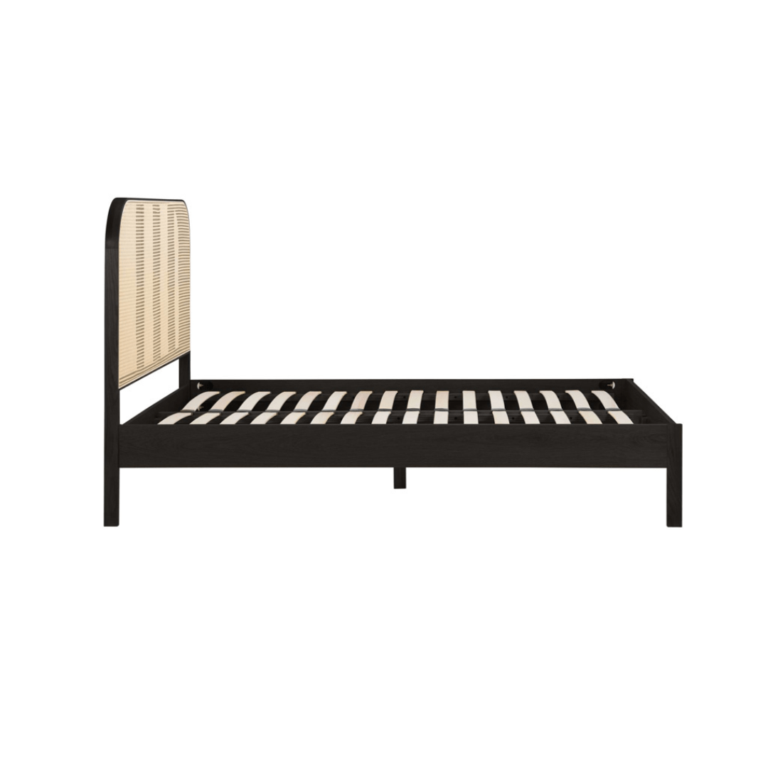Margot Rattan Black Bed Frame - Black Oak - Furniturezone