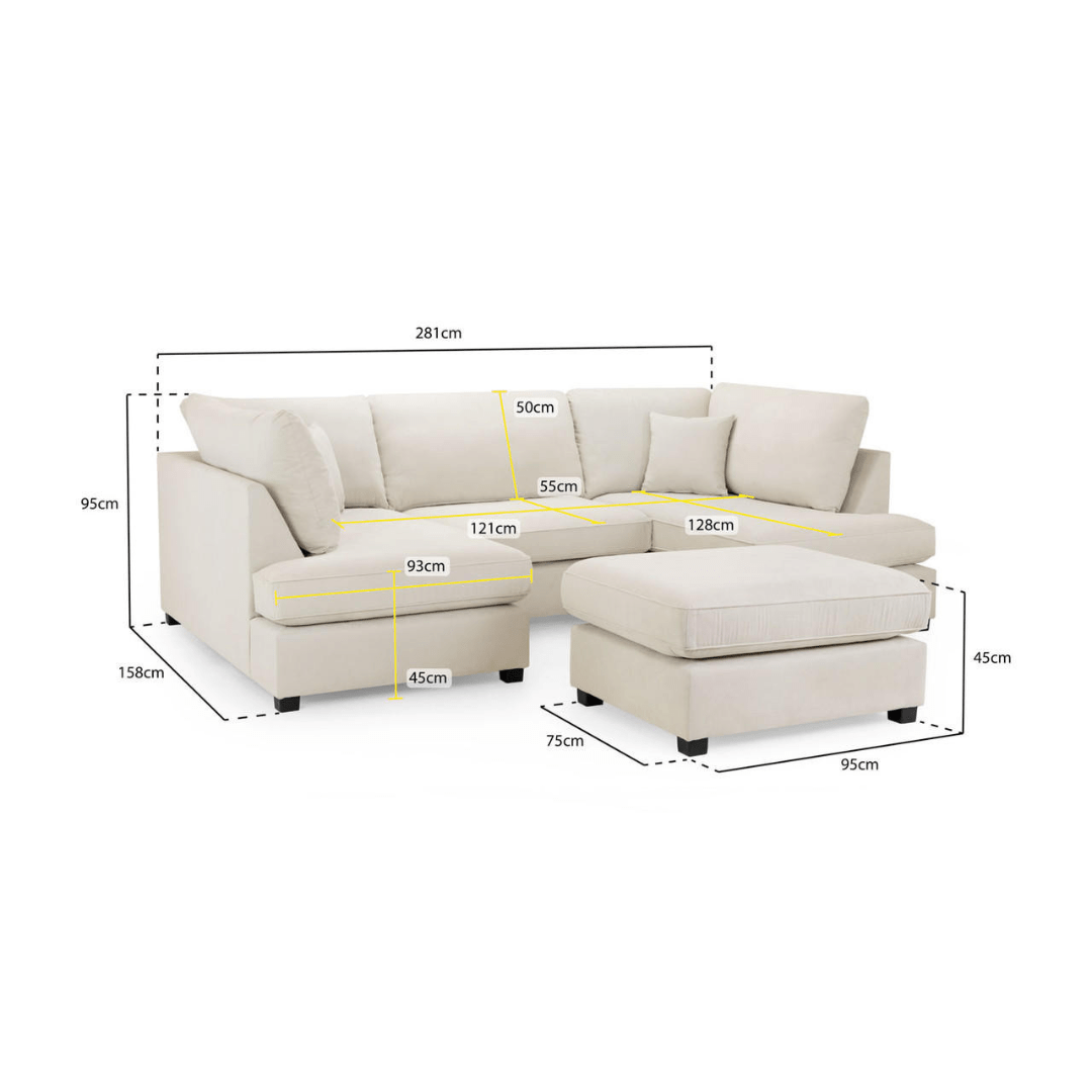 Marino Fabric U Shape Corner Sofa - Furniturezone
